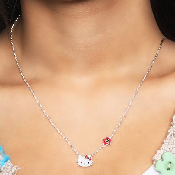 Hello Kitty by Sanrio January Birthstone Necklace Pendant Fine Silver Plated - Picture 3 of 9